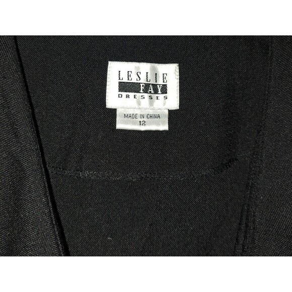 Vintage Leslie Fay Black Gold Trim Front Button Sheath Sailor Style Dress Sz 12 - Picture 7 of 7